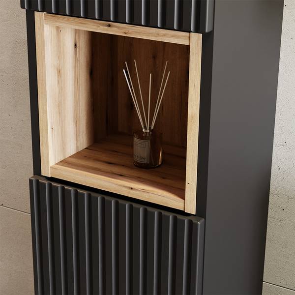 Badmöbel-Set NEWPORT-56-14 8er-Set Schwarz - Holzwerkstoff - 180 x 200 x 40 cm