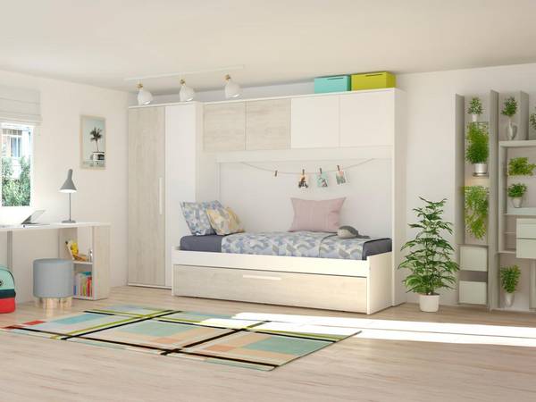 Bettrahmen LUMOKA Beige - Holz teilmassiv - 96 x 203 x 298 cm