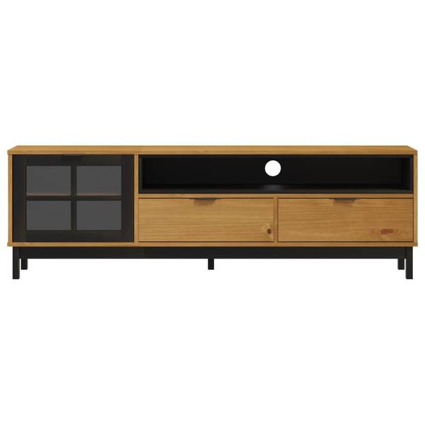 TV-Schrank mit Glastür D924 Braun - Massivholz - 40 x 50 x 158 cm