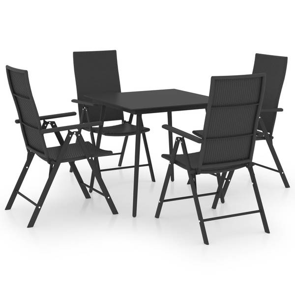 Salle à manger 3060065 lot de 5 Noir - Polyrotin - 80 x 74 x 80 cm