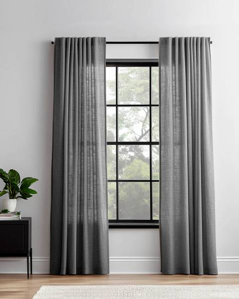 Gardinen Halbtransparant Ivy Kräuselband Grau - Polyester - 140 x 270 x 1 cm