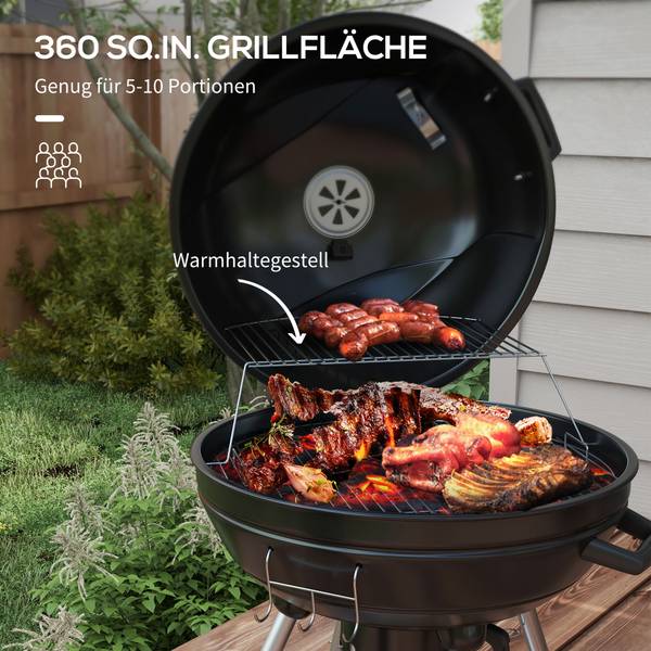 Holzkohlegrill 846-142V00BK Schwarz - Metall - 55 x 89 x 65 cm