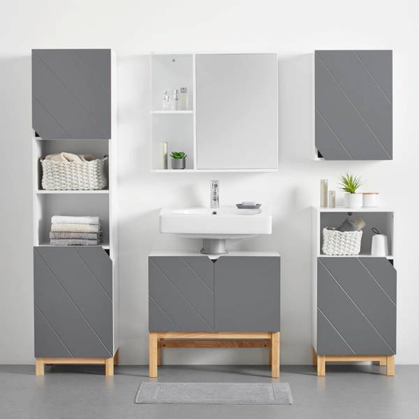 Hängeschrank ROCCO Grau - Weiß - Holzwerkstoff - 43 x 60 x 20 cm