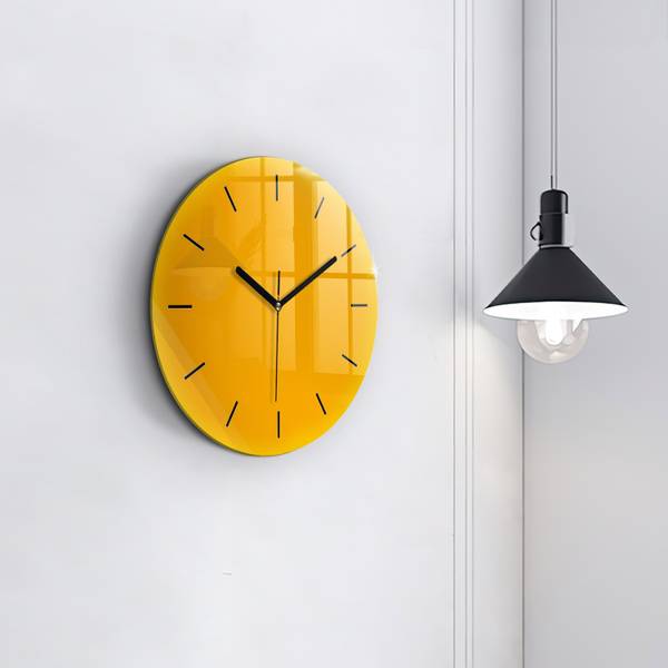 Wanduhr Herbstblatt Gelb - Glas - 30 x 30 x 0 cm