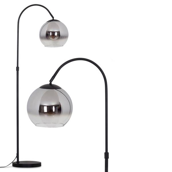 Stehlampe Cesaro Grau - Silber - Aluminium - Klarglas - 11 x 141 x 105 cm