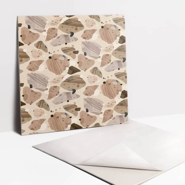 Selbstklebende Fliesen (9 St.) Steinzeug Beige - Polyester PVC - 30 x 30 x 1 cm