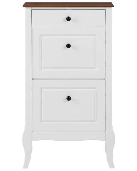 Schuhschrank NUNDLE Braun - Weiß - Holz teilmassiv - 60 x 108 x 24 cm