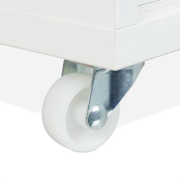 Badkamerkast smal met wielen bruin - wit - bamboe - plaatmateriaal op houtbasis - kunststof - 17 x 79 x 75 cm