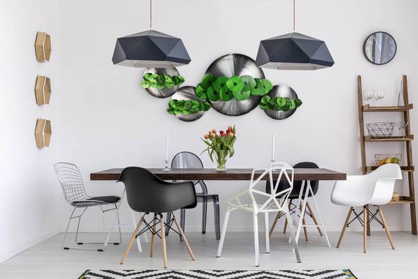 Sculpture murale Disques Mavro Beige - Vert - Métal - 142 x 59 x 11 cm