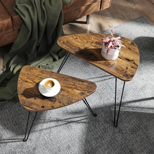 2er-Set Beistelltisch Couchtisch Lima Braun - Holzwerkstoff - 38 x 48 x 60 cm