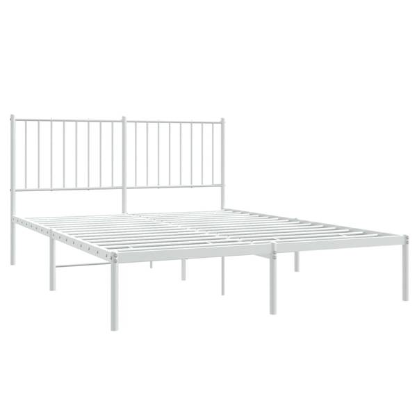 Bettgestell mit Kopfteil X131 Weiß - Metall - 146 x 91 x 207 cm