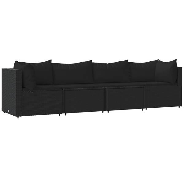 Garten-Lounge 4er Set X3196 Schwarz - Rattan - 63 x 58 x 63 cm
