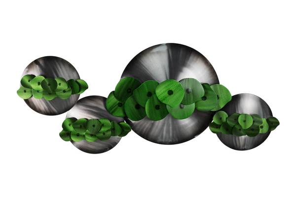 Sculpture murale Disques Mavro Beige - Vert - Métal - 142 x 59 x 11 cm