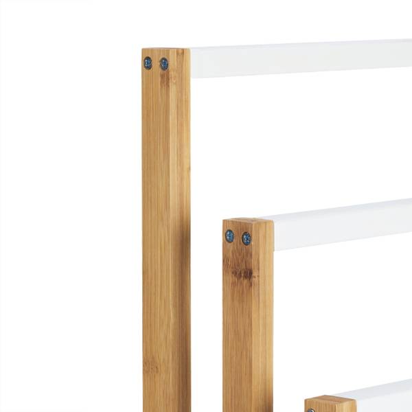 Bambus Handtuchhalter 3-fach Braun - Weiß - Holzverbundwerkstoff - 54 x 82 x 24 cm