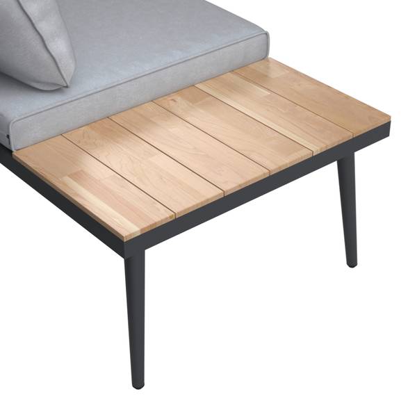 Loungegarnitur-Set LORENA Schwarz - Grau - Metall - Massivholz - Textil