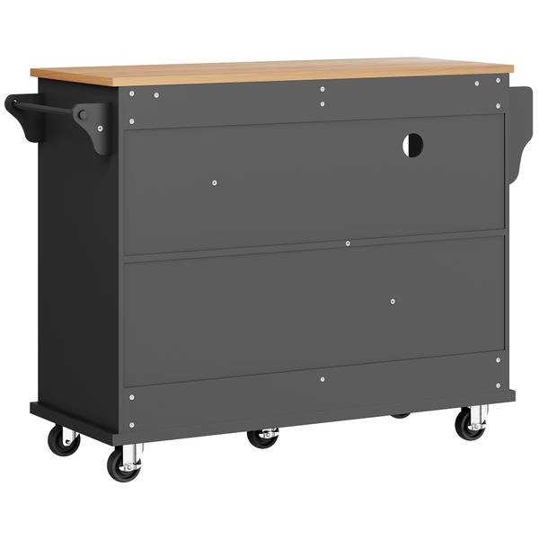 Kücheninsel Hestia Ⅵ Schwarz - Braun - Holzwerkstoff - Metall - 46 x 96 x 129 cm