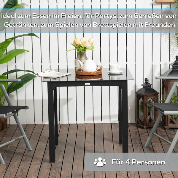 Gartentisch BB5359 Schwarz - Metall - 80 x 74 x 80 cm