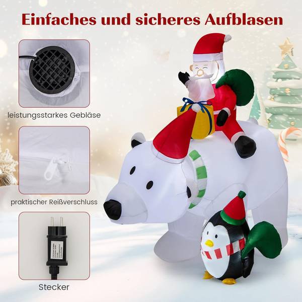 Aufblasbarer Weihnachtsmann FF32231PQDE Weiß - Kunststoff - 70 x 210 x 230 cm