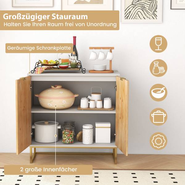 Sideboard VH33908ITDE Weiß - Holzwerkstoff - 80 x 80 x 40 cm