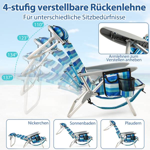 Strandstuhl ZB34857 Blau - Metall - 80 x 80 x 62 cm