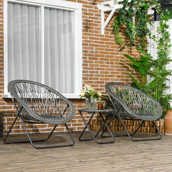 Liegestühle 3er-Set 863-129V00GG Grau - Stahl - 76 x 78 x 77 cm