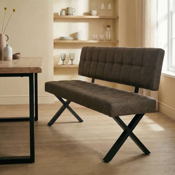 Esszimmerbank KAROSI Braun - Metall - 140 x 88 x 60 cm