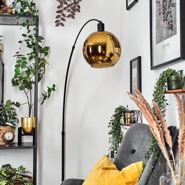 Stehlampe Cesaro Gold - Aluminium - Klarglas - Marmor - 45 x 170 x 143 cm