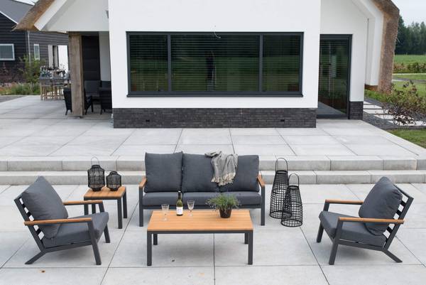 Loungeset 5-teilig DONNA Grau - Metall - 175 x 79 x 99 cm