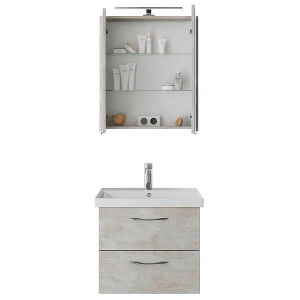 Badmöbel-Set VILLATORO-66-6 2er-Set Grau - Holzwerkstoff - 60 x 200 x 45 cm