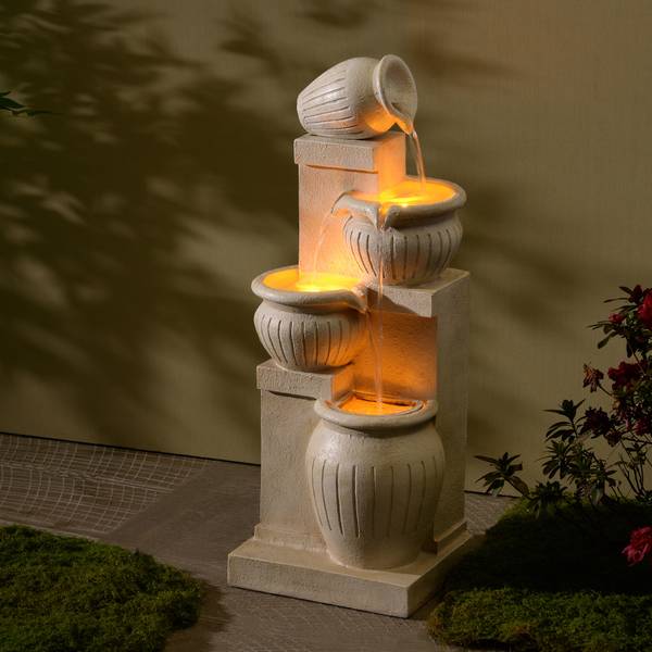 Garten Solar Brunnen FT1024NAS Beige - Harz - 24 x 72 x 29 cm