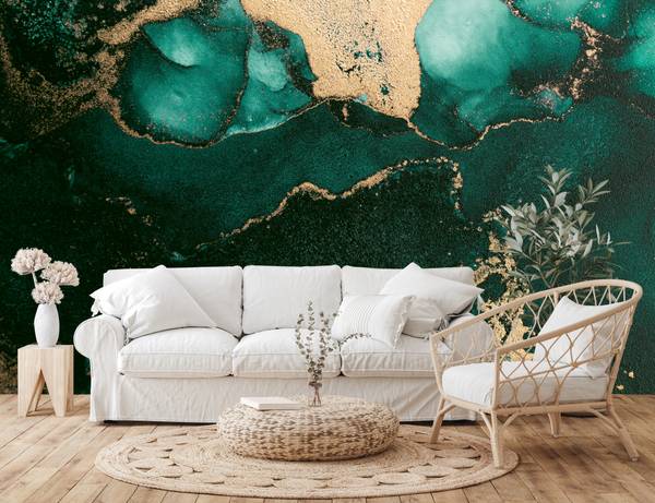 Vlies-Fotobehang MARMER Abstractie groen - 460 x 300 x 300 cm