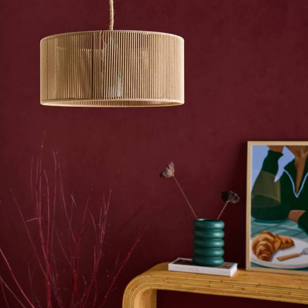 Hangelampe Zelie Beige - Naturfaser - 40 x 20 x 40 cm