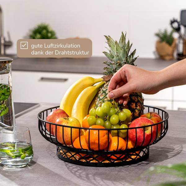 Obstschale 70554 Schwarz - Metall - 34 x 11 x 34 cm