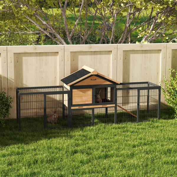 Kaninchenstall D51-468V90YL Gelb - Massivholz - 53 x 86 x 217 cm