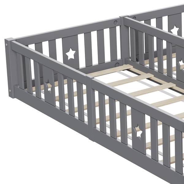 Bettrahmen HF089 Grau - Massivholz - 188 x 40 x 206 cm