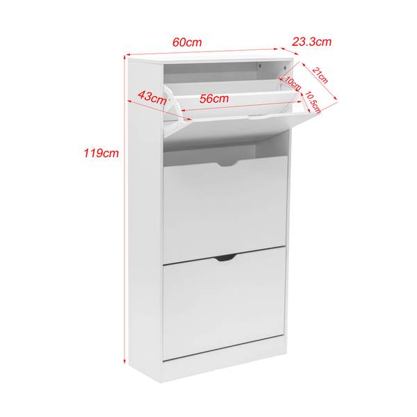 WELLHOME Schuhschrank Mit 2 Schubladen - Maße 51x84x26 Cm