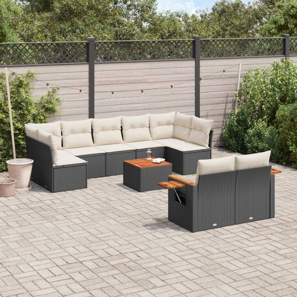 Salon de jardin 3034952-2 (lot de 10) Noir - Crème - Blanc