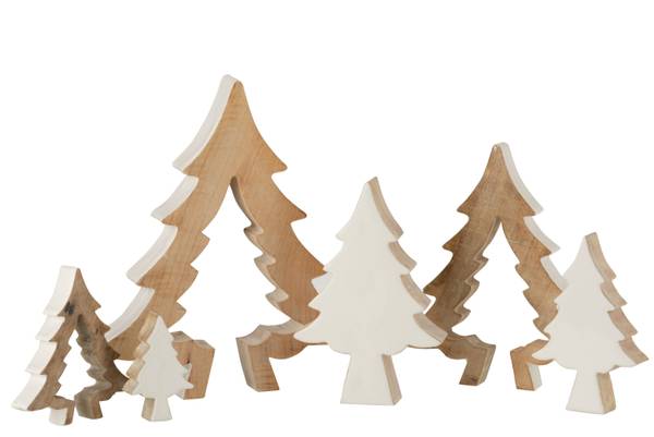 Dekoration Weihnachtsbaum Puzzle Weiß - Massivholz - 26 x 4 x 30 cm