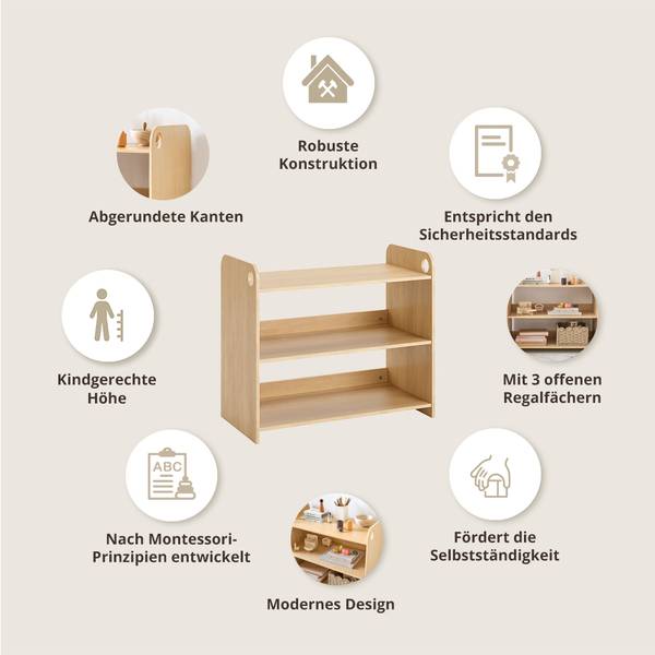 Montessori Spielzeugregal ELLIPSE Holzwerkstoff - 35 x 60 x 70 cm