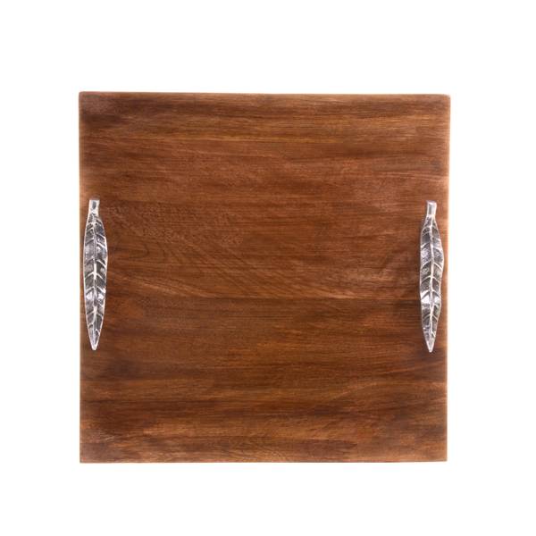 Planche avec couteau (2pcs) Marron - En partie en bois massif - 33 x 5 x 33 cm