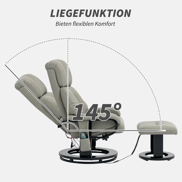 Relaxsessel mit Fußhocker 700-008V92GY Grau - Kunstleder - 80 x 102 x 76 cm