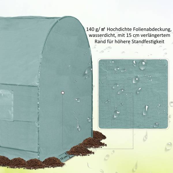 Foliengewächshaus 01-0456 Grün - Stahl - Polyethylen - 200 x 198 x 245 cm