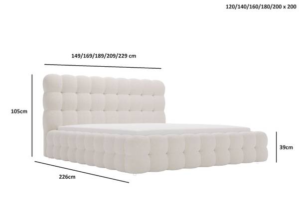 Polsterbett TWIST Creme - Cremeweiß - Liegefläche Breite: 180 cm