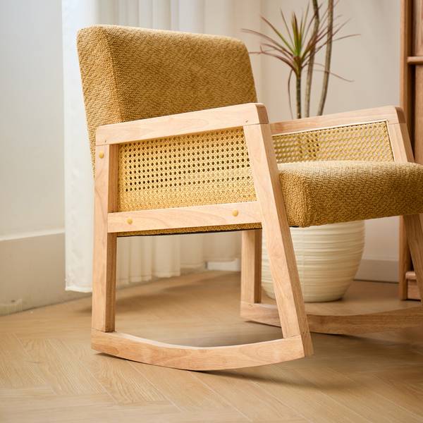 Schaukelstuhl BORGO Gelb - Massivholz - 59 x 76 x 67 cm