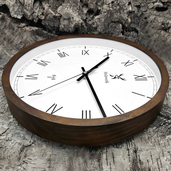 Funk-Wanduhr DUISBURG Braun - Weiß