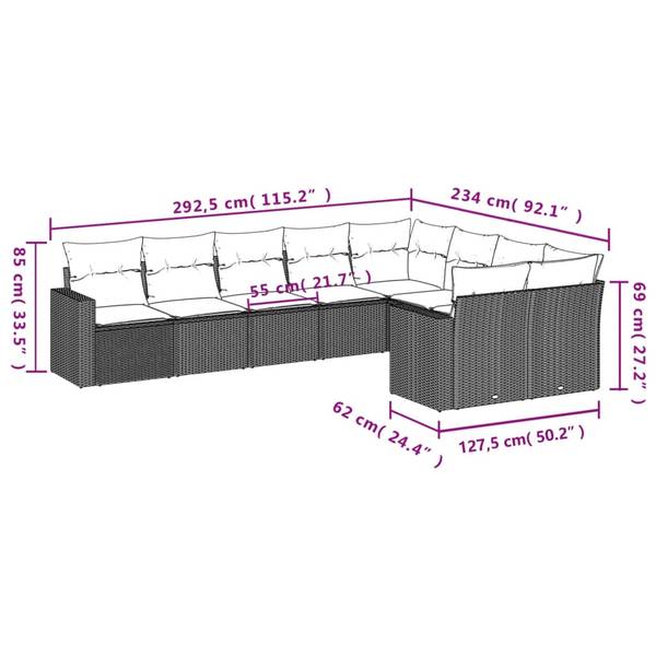 Garten-Lounge-Set 3034340-1 9-teilig Schwarz