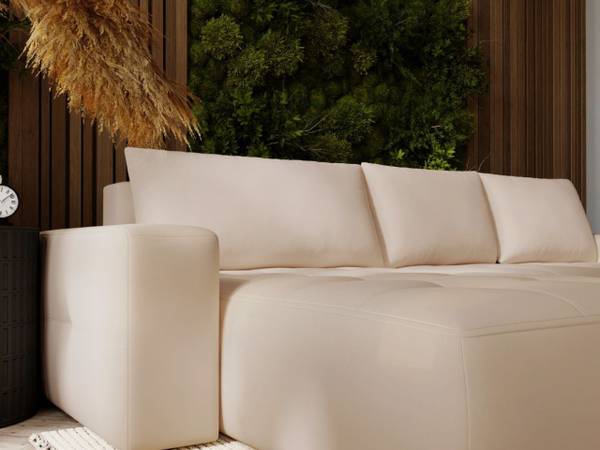 Ecksofa PORTLAND Beige - Armlehne beidseitig montierbar - Ecke davorstehend links - Ottomane davorstehend links