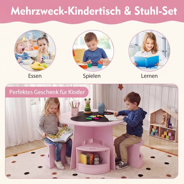 Kindersitzgruppe TK32780 5-tlg. Pink - Holzwerkstoff - 70 x 49 x 70 cm