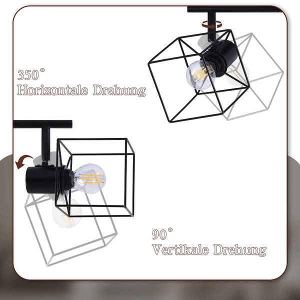 Plafondlamp Knight II met 3 lichtbronnen zwart - 48 x 17 cm
