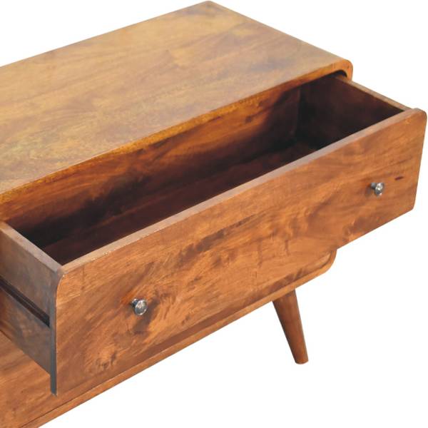 Commode Stella Marron - Manguier - Laiton - 80 x 58 x 35 cm